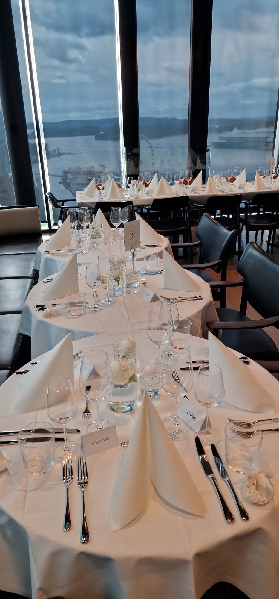 Wedding tables overlooking the harbor